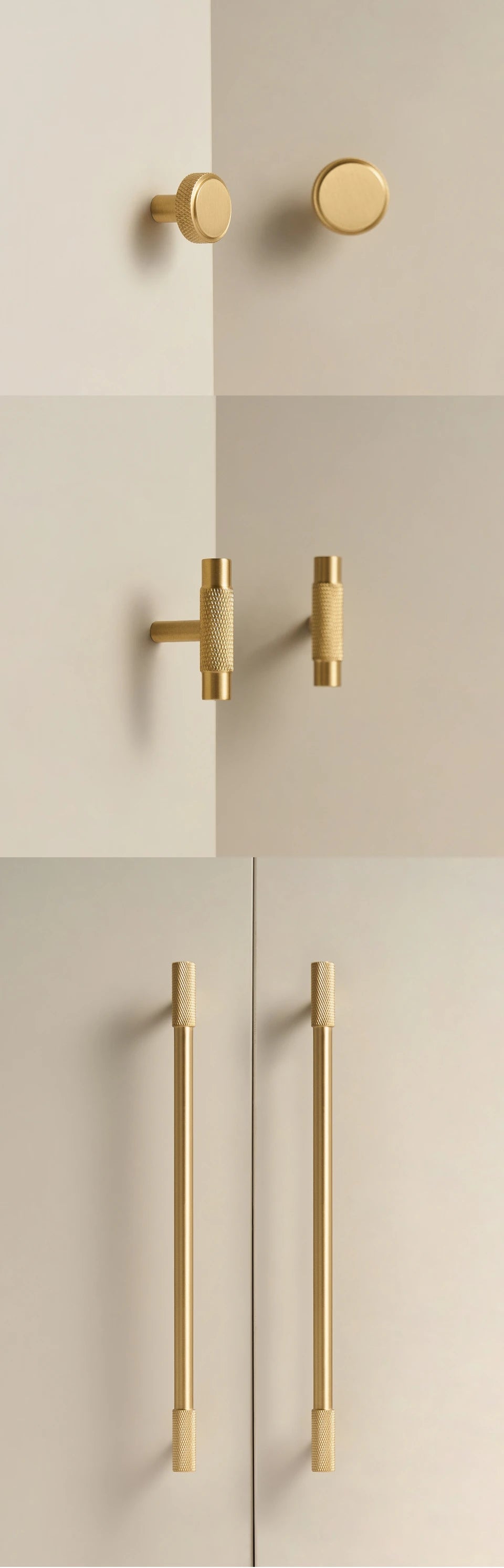 Nurlin Boutons de cuisine de luxe classiques moletés en laiton massif nickel brossé Argent Poignée de porte de meuble disponible en plusieurs tailles