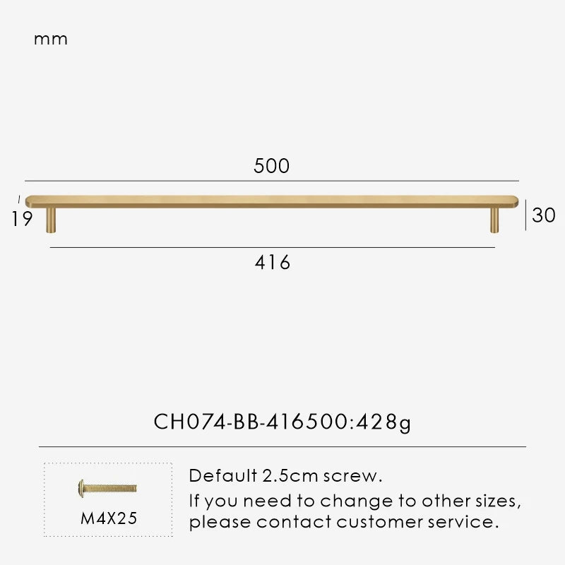 Nurlin – poignée de porte de tiroir d'armoire en laiton, longueur étendue, barre de traction de 4 à 25 pouces et 500mm