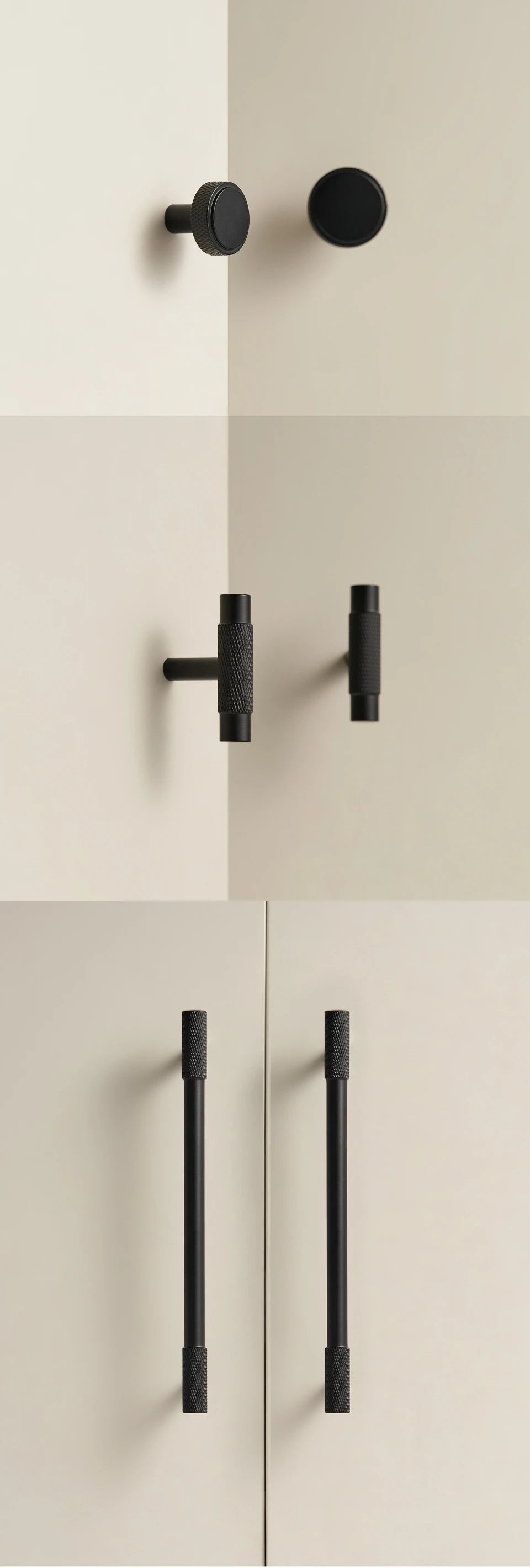 Nurlin Boutons de cuisine de luxe classiques moletés en laiton massif nickel brossé Argent Poignée de porte de meuble disponible en plusieurs tailles