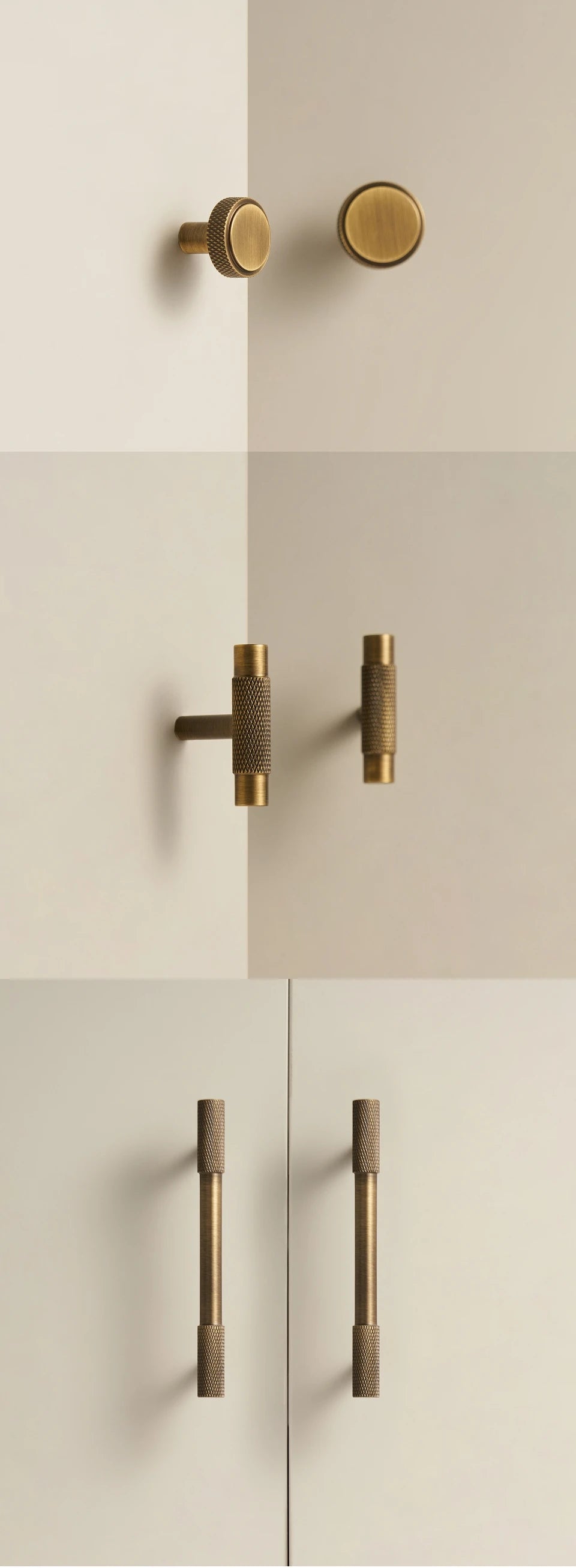 Nurlin Boutons de cuisine de luxe classiques moletés en laiton massif nickel brossé Argent Poignée de porte de meuble disponible en plusieurs tailles